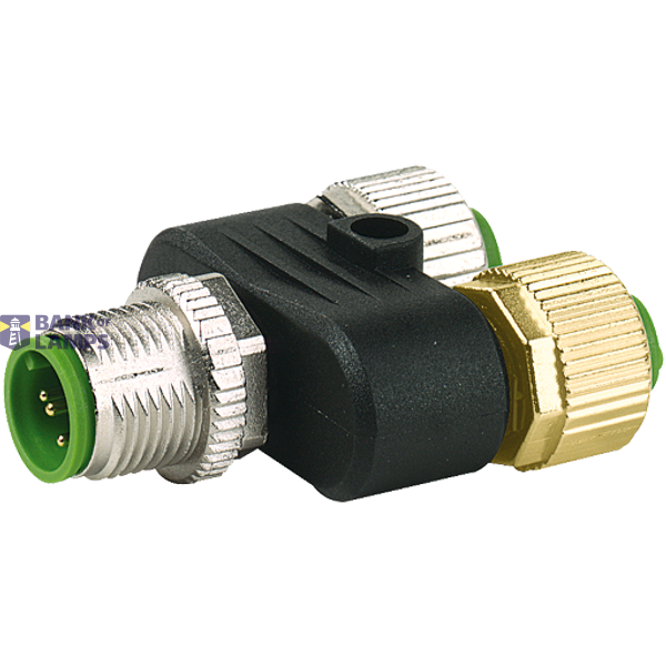 T-Coupler M12 male / 2x M12 female A-cod. 5-pol. / 2x 5-pol. PU = 50 image 1