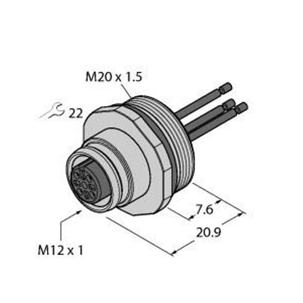 Female Flange with Stranded Wires, Front-mounted   EC-FKE5-0.5/20 image 1
