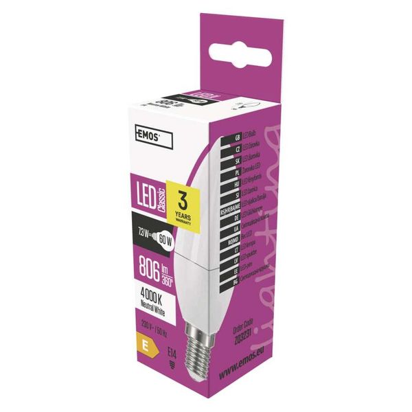 LED bulb Classic Candle / E14 / 7.3 W (60 W) / 806 lm / neutral white image 1