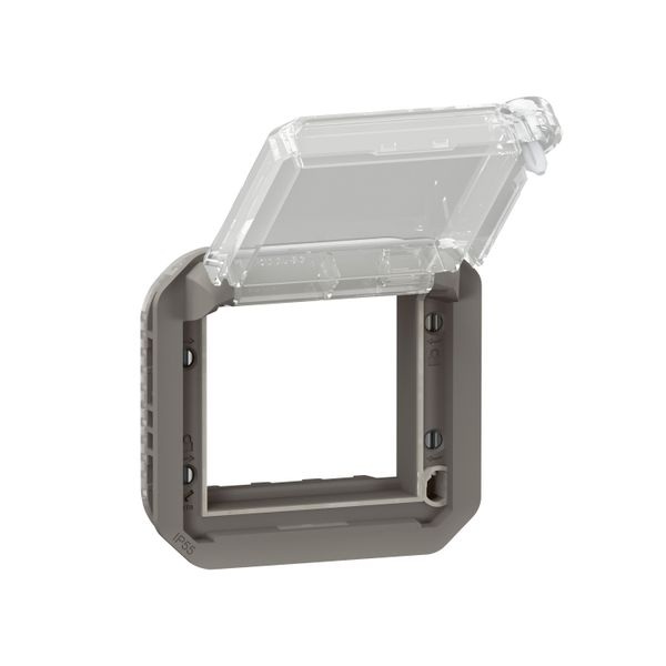 PLEXO MOSAIC ADAPTOR WITH TRANSPARENT FLAP WITH KEY - ANTHRACITE - MECHANISM image 1