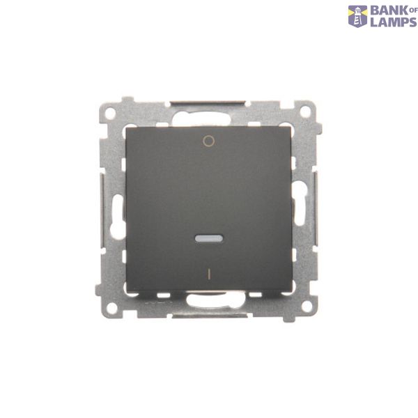 Double switch with LED indicator light, (module), 10AX, quick connection, black matt image 1