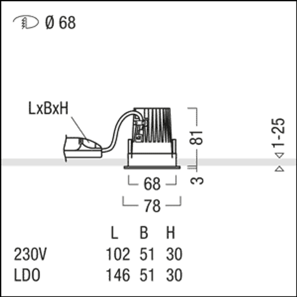 PANOS EVO R68 10W 840 LDO FL-GD WH - LED ceiling-recessed luminaire image 3