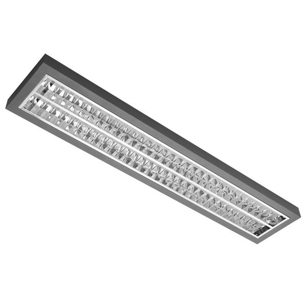 MODUS AREL4000, 2x LED, 1245mm,  bright AL louvre , pendant direct/indirect, LED 830, 350mA not dimable, RAL7016 image 1