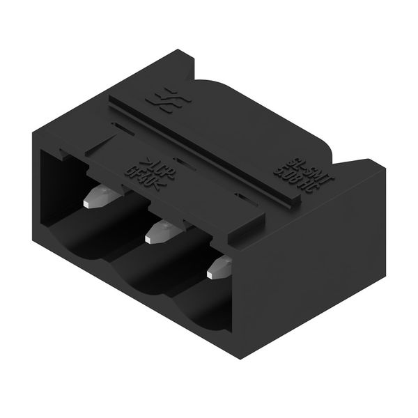 PCB plug-in connector, male header, closed side, THT/THR solder connection, 5.08 mm, Number of poles: 3, 90°, Solder pin length (l): 1.5 mm, tinned, black, Tape image 2