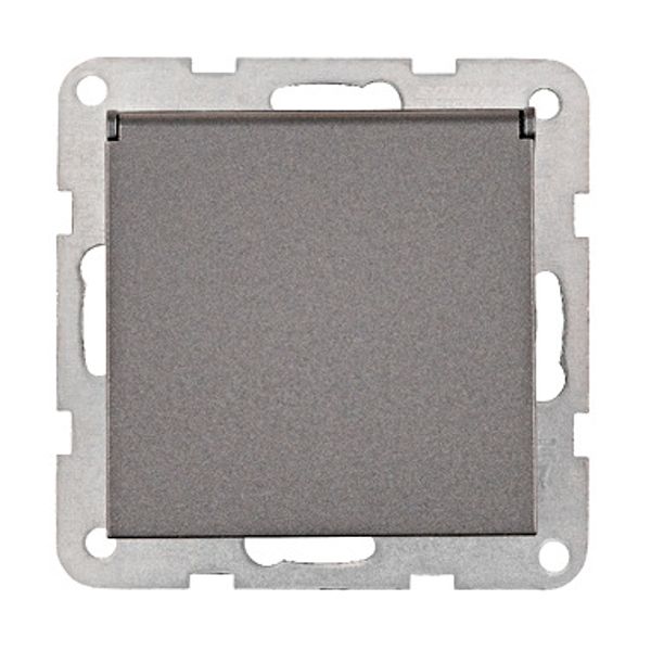 Pin socket outlet with safety shutter, lid, screw,anthracite image 1