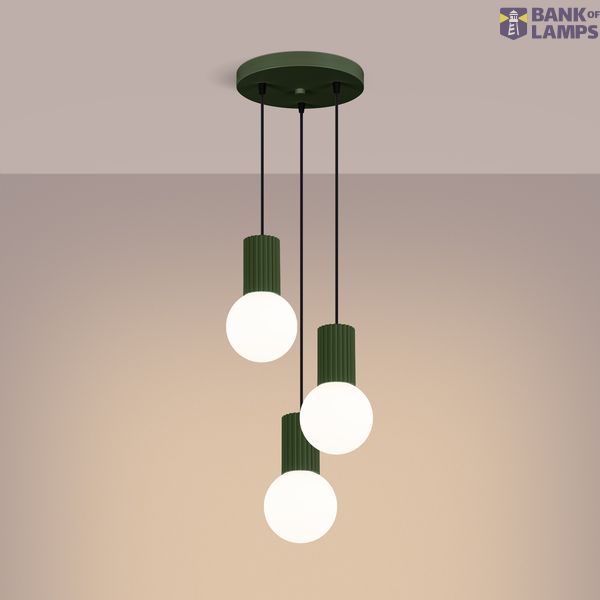 Pendant lamp HALO 3P olive green image 6