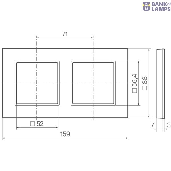 Cover frame double horizontal, A.8, aluminium image 2