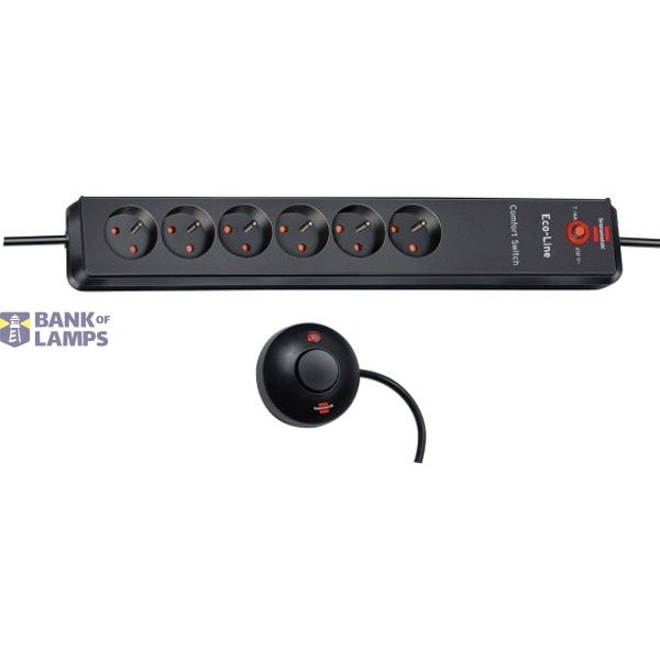 Eco-Line Comfort Switch Extension Lead 6 ways anthracite 2m H05VV-F 3G1,5 *BE* image 1