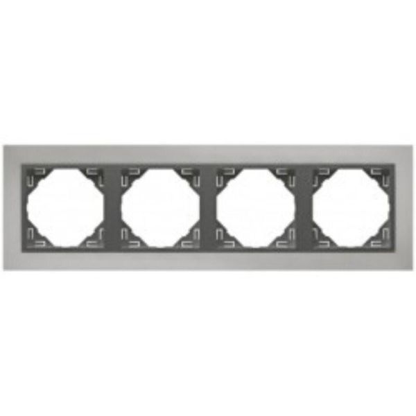 FOUR-GANG FRAME CHROME/GRAY image 1