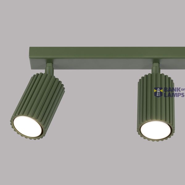 CEILING LAMP, MOVABLE SPOTLIGHTS ON A CARBON STRIP, GREEN AND OLIVE, 3XGU10 image 3