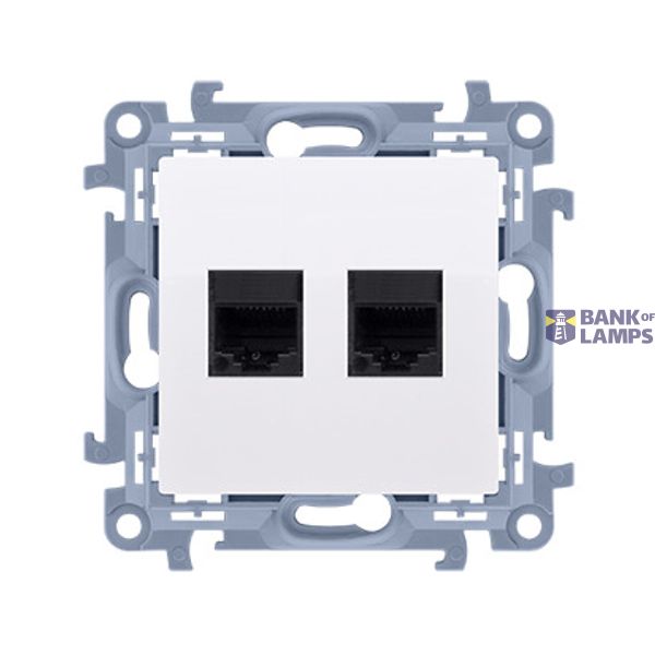 RJ11 double telephone socket, white image 1