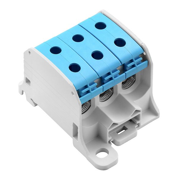 Potential distributor terminal, Screw connection, blue, 50 mm², 150 A, 1000 V, Number of connections: 6, Number of levels: 1 image 1