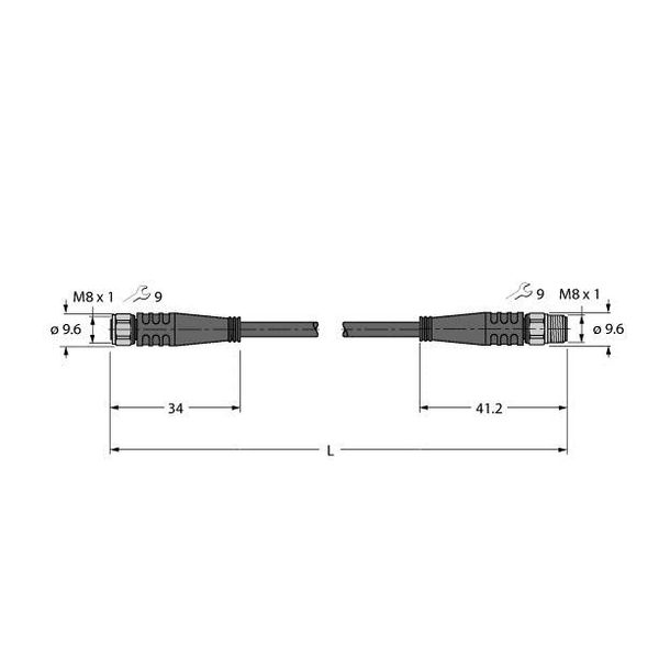 Actuator And Sensor Cable, PP-EPDM Extension Cable   PKGV3M-5-PSGV3M/TFW image 1