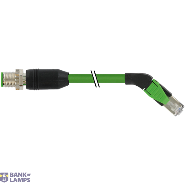 M12 male 0° D-cod. / RJ45 45° right shielded PUR 1x4xAWG22 gn 2.5m image 1