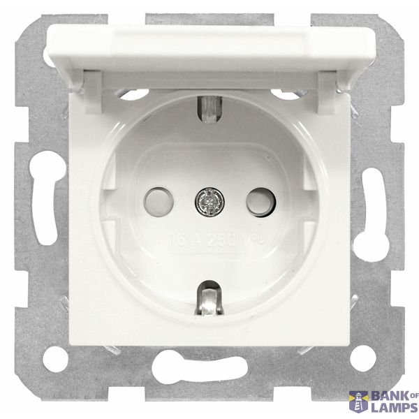 Socket outlet, flap cover, screw clamps, white image 1