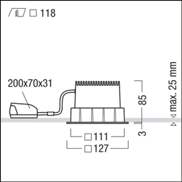 2LIGHT-M LED1200-930 LDO DR FL-AL TI - LED ceiling-recessed luminaire image 2