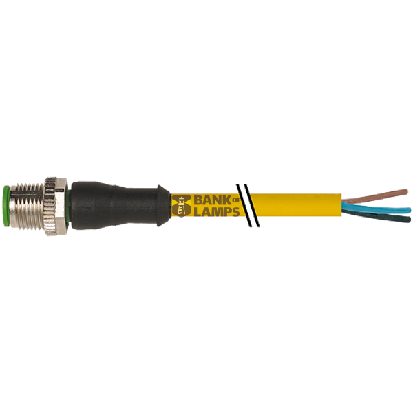 M12 male 0° A-cod. with cable PUR 3x0.34 ye UL/CSA+drag 0.7m image 2