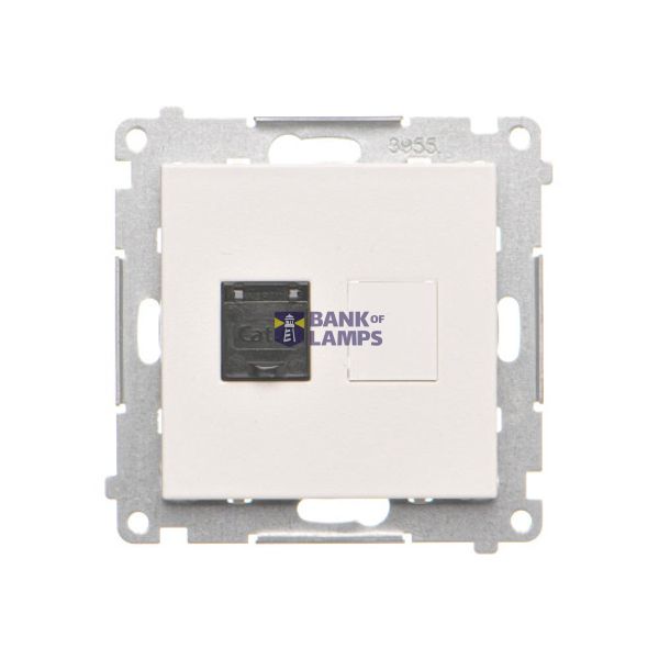 Single computer socket RJ45 category 6 with anti-dust cover, white matt image 1
