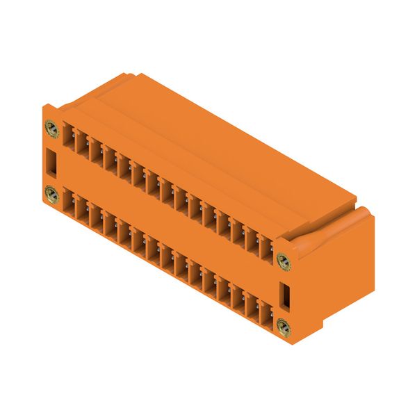 PCB plug-in connector, male header, Flange, THT solder connection, 3.81 mm, Number of poles: 30, 90°, Solder pin length (l): 3.2 mm, tinned, orange, Box image 3