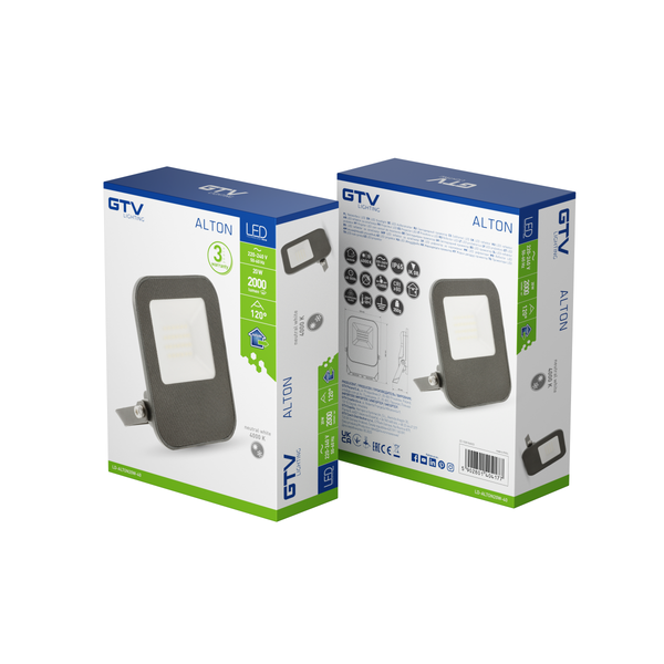 LED floodlight ALTON, 20 W, 2000 lm, 4000K, AC220-240V, IP65 image 2