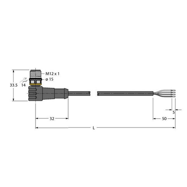 Actuator and Sensor Cable, PUR Connection Cable   WSC4.4T-5/TXL image 1