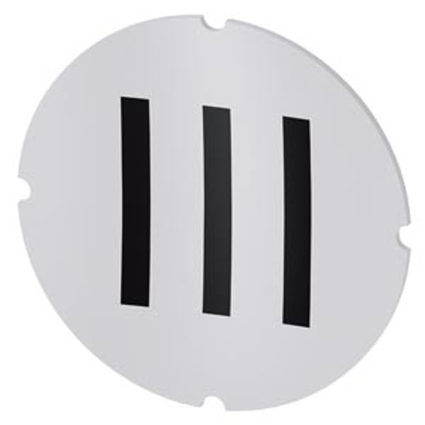 Inscription plate for illuminated pushbutton, round, milky, icon: III* image 1