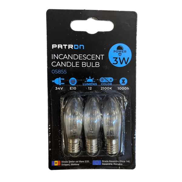 Incandescent Candle Bulb 3W E10 C6 34V Clear image 1