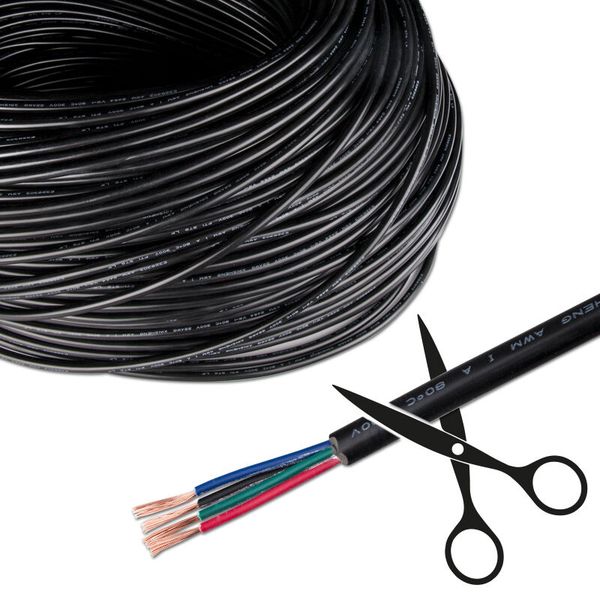 4-core cable 4x0.5mm2, black jacket, red/green/blue/black image 1