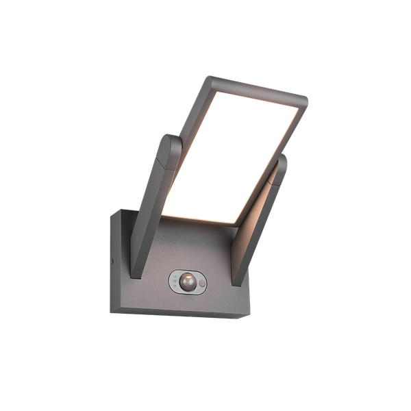 Malawi hybrid solar LED wall lamp anthracite rechargeable motion+dusk sensor image 1