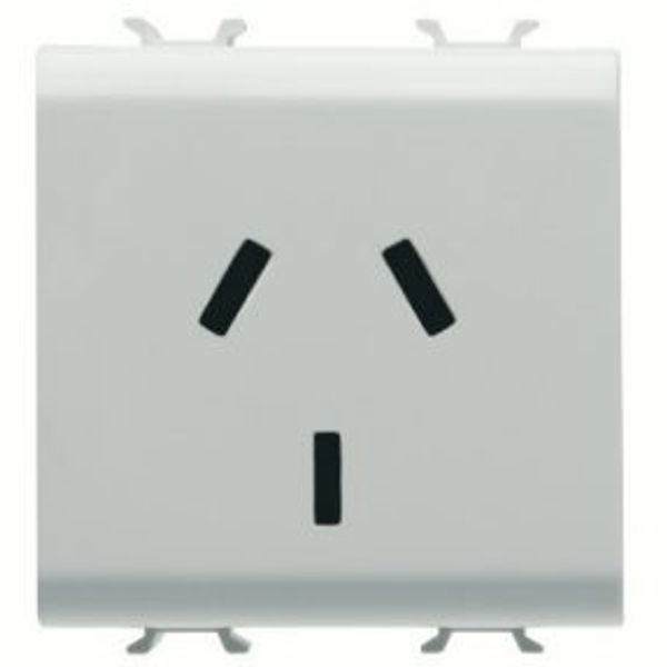 ARGENTINIAN STANDARD SOCKET-OUTLET 250V ac - 2P+E 10A - 2 MODULES - SATIN WHITE - CHORUSMART image 1