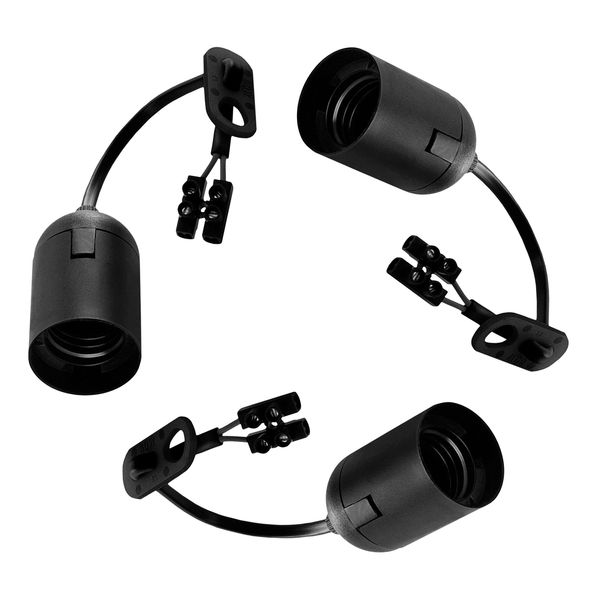 3-Pack Renovation Lampholder E27 TP Black 2x0.75mm2 15cm image 1