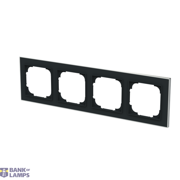 1724-456M-500 Cover  with decor ring, 4gang black matt chrome image 2