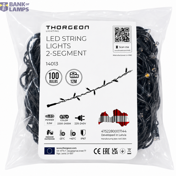 LED String Lights 5.2W 100LEDs 12m 2-segment 2200-2400K image 1