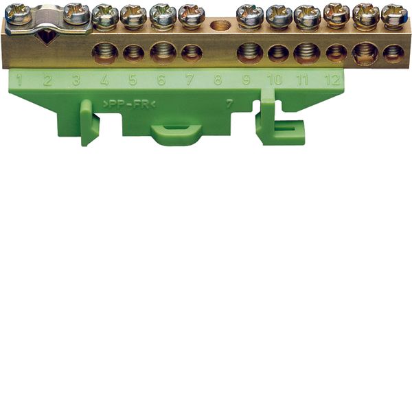 Brass terminal, 1x25mm² 5x10mm² 5x16mm²,with mounting base, Color: gre image 1