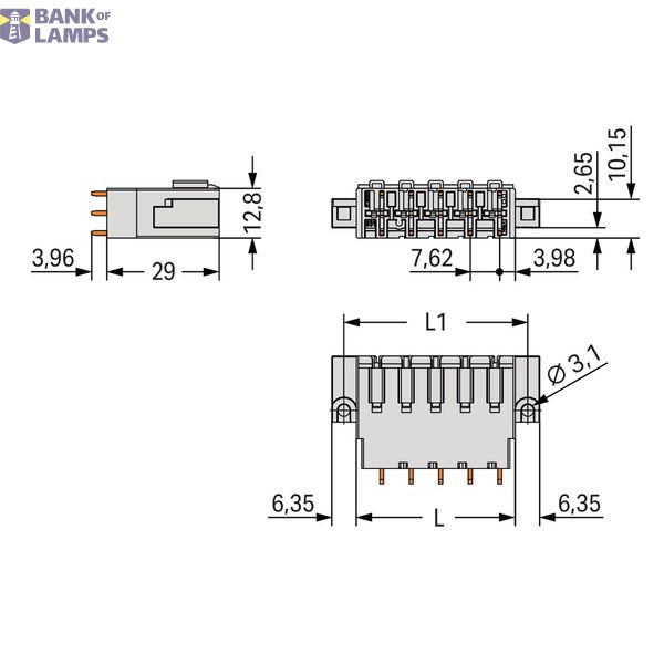 THT male header 1.0 x 1.2 mm solder pin straight light gray image 2