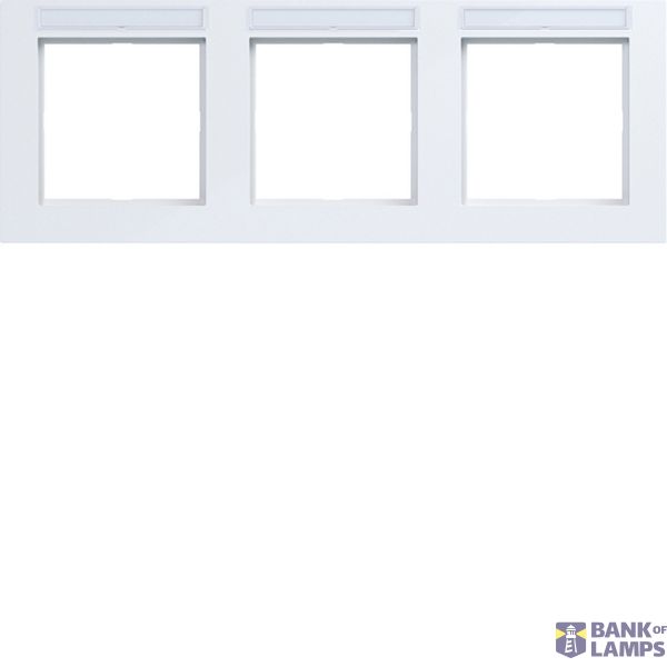 Cover frame 3-way horizontal, text field, A.1, light white glossy image 1