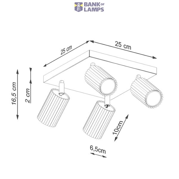 CEILING LAMP WITH FOUR SPOTLIGHTS ON A SQUARE RED CARBON ROSETTLE 4XGU10 image 10