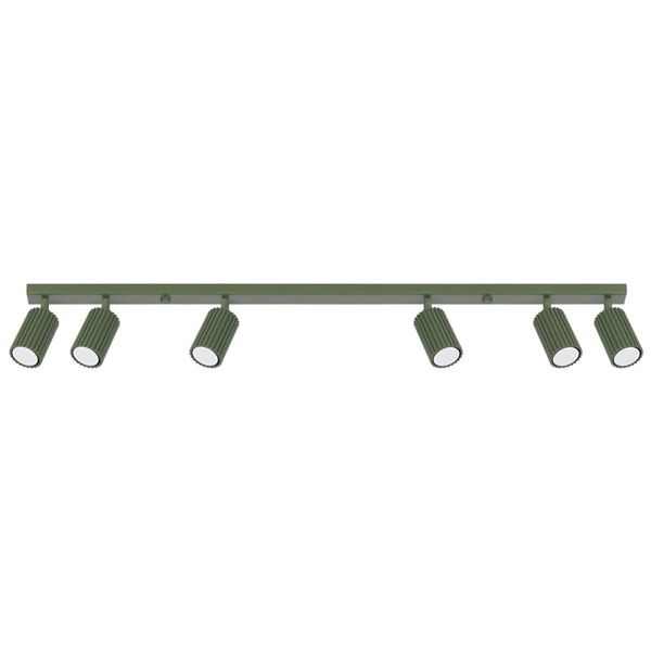 SPOTLIGHTS ON A LONGITUDINAL CEILING STRIP IN OLIVE COLOUR 6XGU10 CARBON image 1