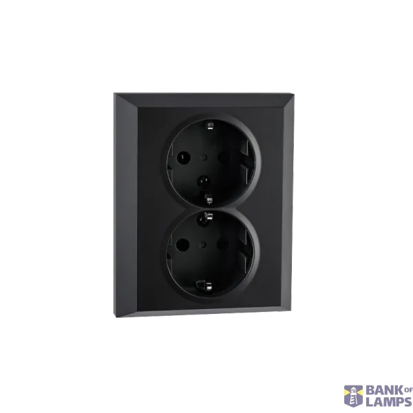 OUTLET FLUSH MOUNTED DOUBLE W/EARTH BLACK 6-PACK image 1