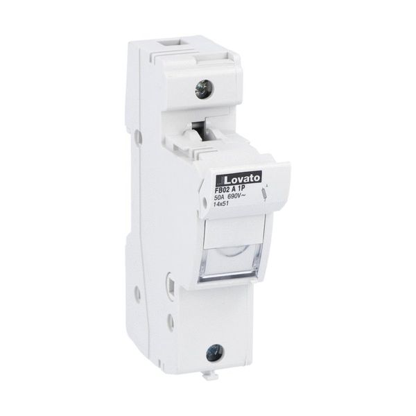 Fuse holder UL recognized and CSA certified, for 14X51mm fuses. 50A rated current at 690VAC, 1P. Without status indicator. 1 module image 1