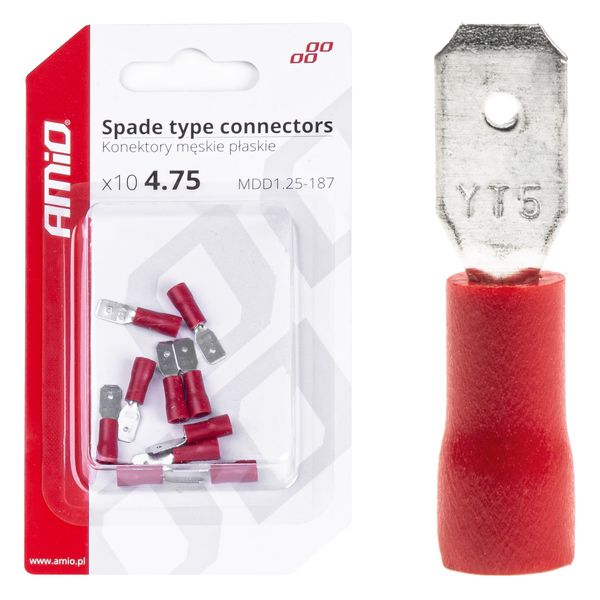 Spade type connectors 5.6mm 0.5-1.5mm2 10A 10 pcs image 1