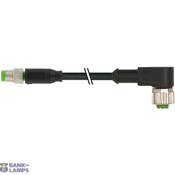 M8 male 0° / M12 female 90° A-cod. PUR 3x0.25 bk 8.5m image 1