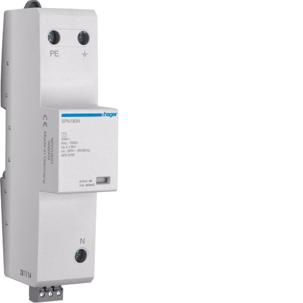 SPD 1P comb prot 100kA class 1 TT+TN-S with integrate back-up fuse wit image 1