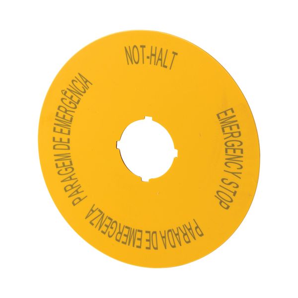 M22-XAK12 Label, emergency stop, D=90mm, yellow, DE, EN, ES, PT image 4