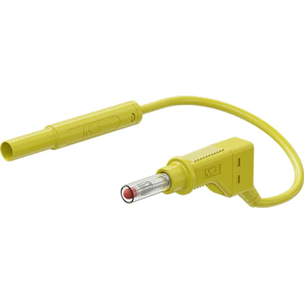 Measuring lead with (4 mm lamella plug, straight) to (4 mm lamella plug, straight), 1 m, yellow, PVC, 1.0 mm², CAT II, 66.1048-10024 image 1