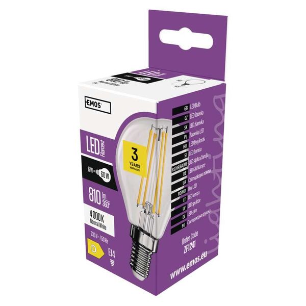 LED Filament Mini Globe / E14 / 6 W (60 W) / 810 lm / Neutral White image 1