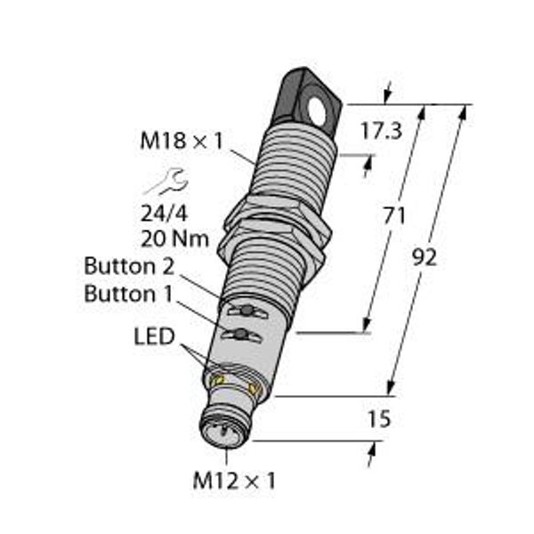 Ultrasonic Sensor Diffuse Mode Sensor   RU130U-M18ES-LIU2PN8X2T-H1151 image 2