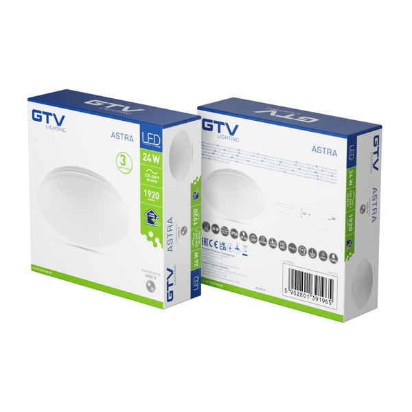 LED luminaire ASTRA, 24 W, 1920 lm, 4000K, AC180-250V, PF>0.5, IP54, Ø380 mm image 2