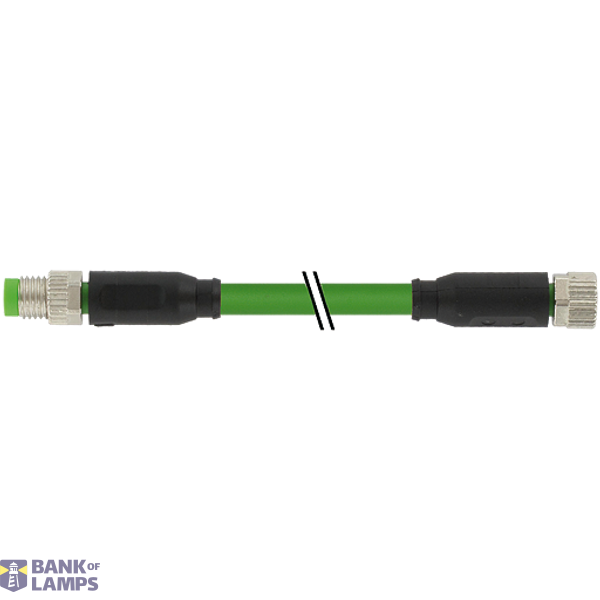 M8 male 0° / M8 female 0° A-cod. shielded PUR 1x4xAWG26 gn 8m image 1