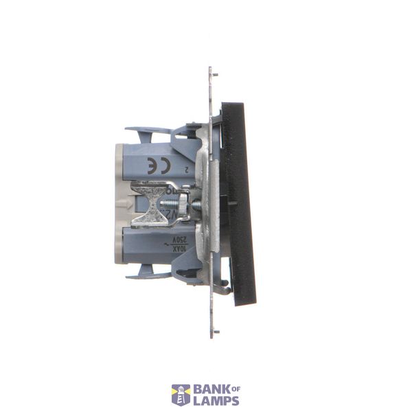 Socket outlet with earthing and shutters, (module), Simon 24, IP20, 16A, graphite mat image 1